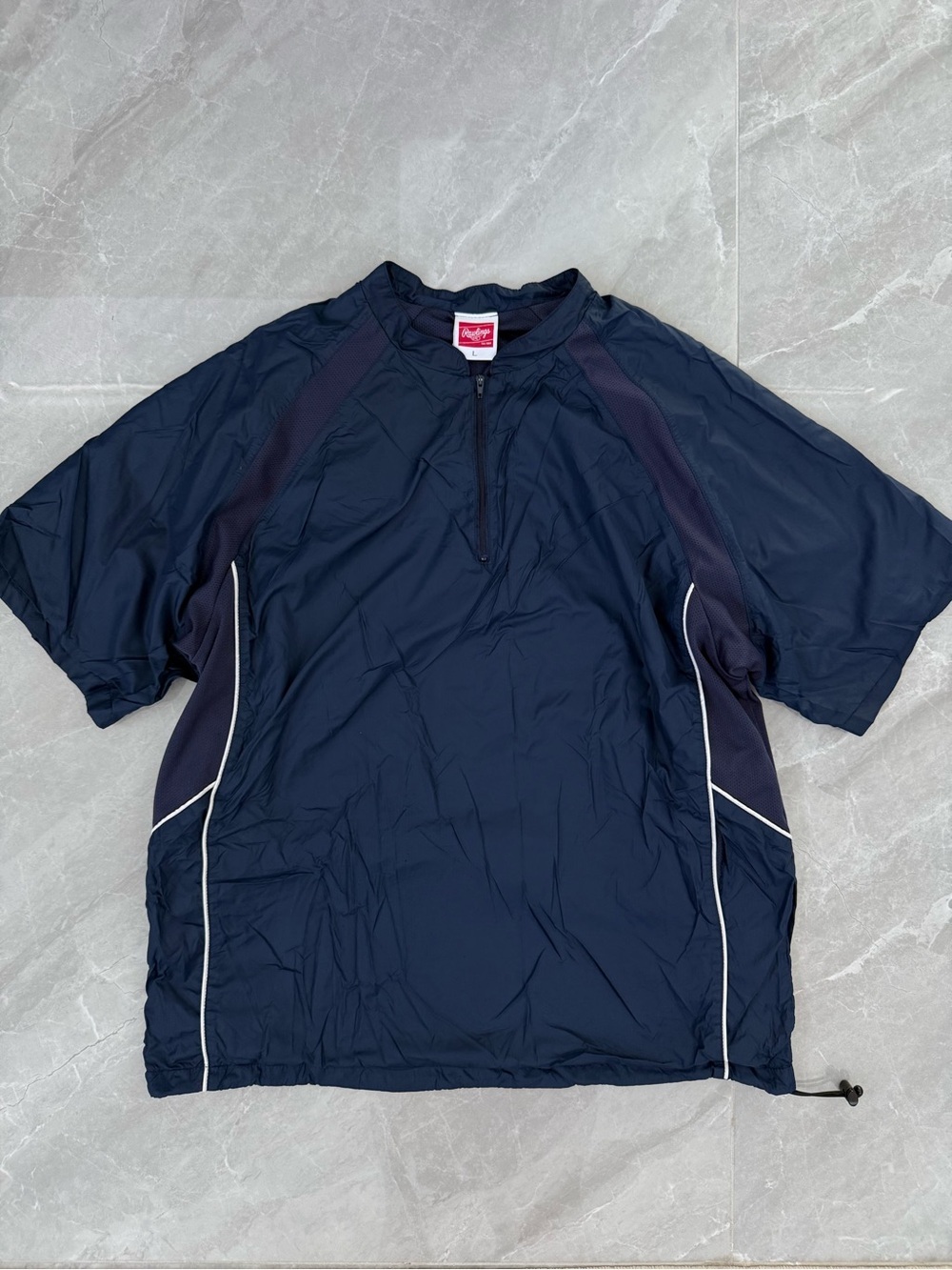 Men’s Rawlings Baseball Short Sleeve 1/4 Zip Pullover Warmup Water Repellent L
